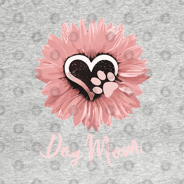 Dog mom pink sunflower paw print by Collagedream